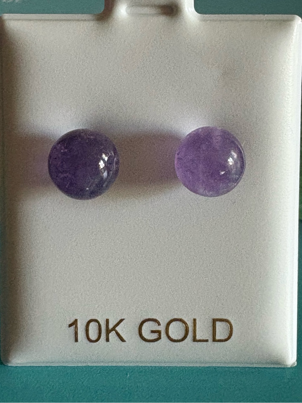 10K Solid Gold Stud Earrings with Amethyst
